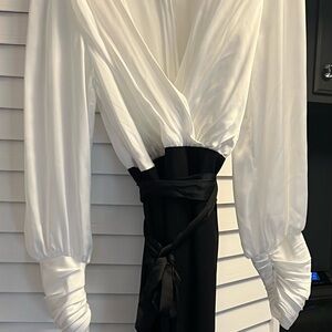 Elegant White and Black Dress